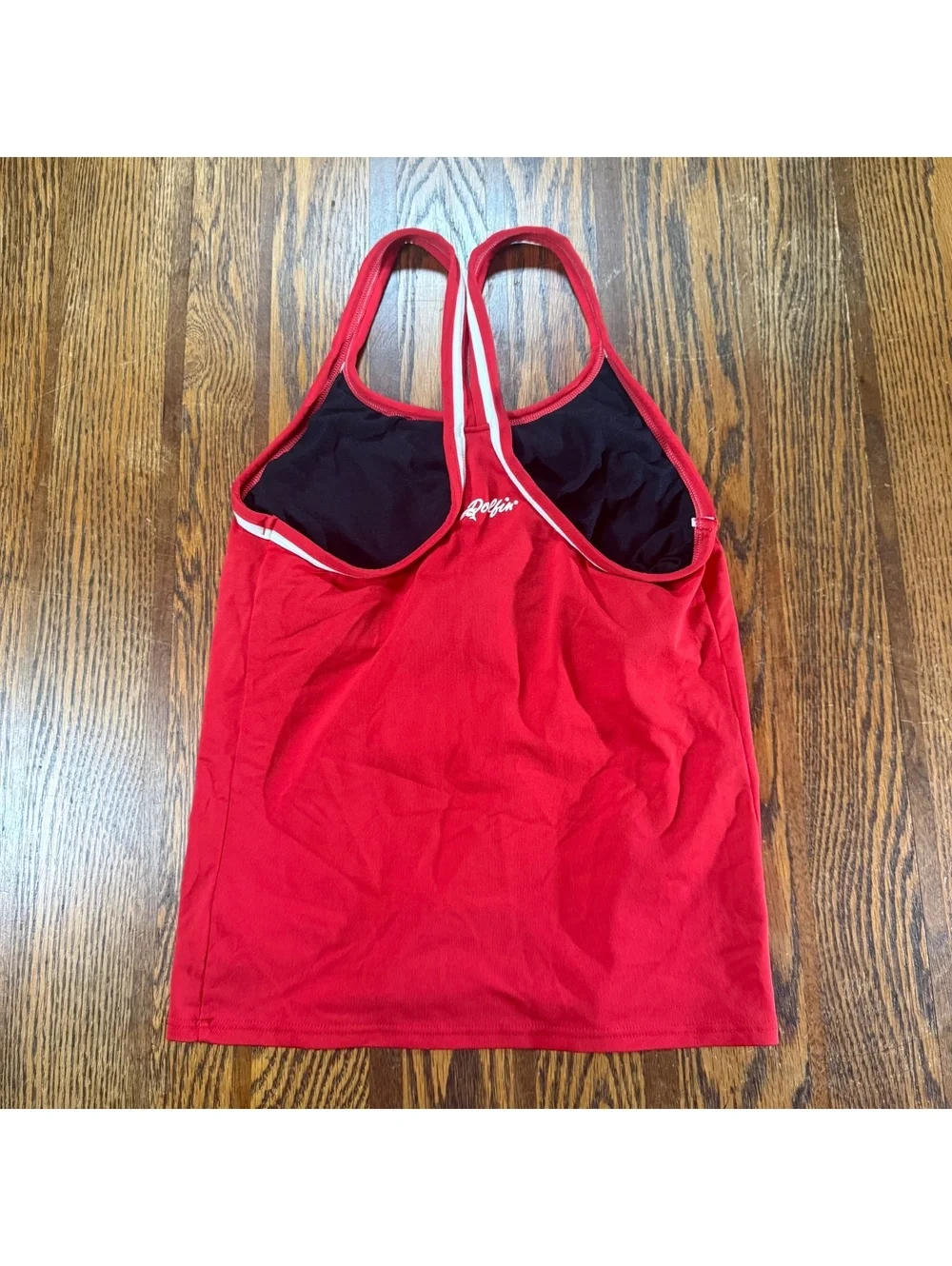 Dolfin Guard Lifeguard Tankini Top Red White Trim Crossback Swim Size M